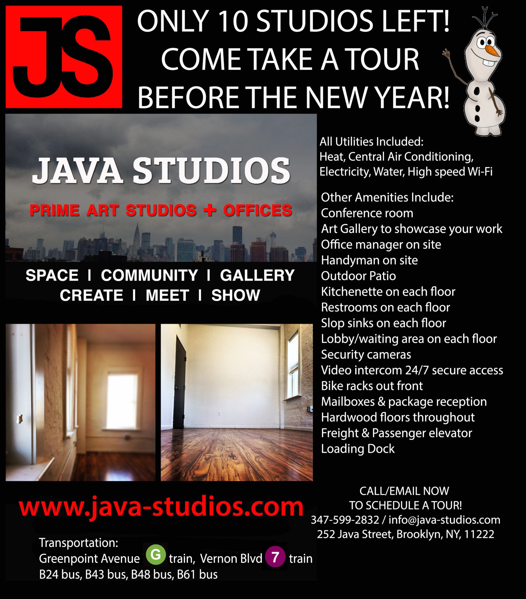 Brand new studios for the new year! Java Studios